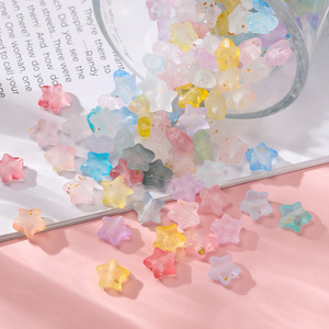 ลูกปัดอะคริลิคไล่เฉดสีทองลายดาวห้าแฉก ขนาด 9.5x10 มม. วัสดุสำหรับทำเครื่องประดับ DIY - Product Image 3