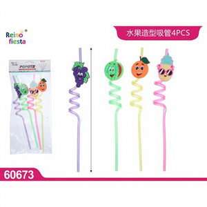 Set di 4 cannucce monouso colorate a spirale a forma di frutta, articoli per feste, marca Peiyong, modello 60673 - Product Image 1