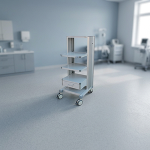 Chariot d'endoscopie hospitalier moderne CLEBER ETA 1030 en acier inoxydable robuste, réglable, silencieux, installation facile - Product Image 2