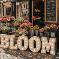 Lettres lumineuses pour décoration de fleuriste, jardin, mariage, fête prénuptiale, événement