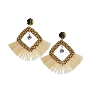 Venta caliente de la joyería de las mujeres de moda perla pendientes hecho a mano de ratán pendiente hoja verde Carey pendiente - Product Image 5