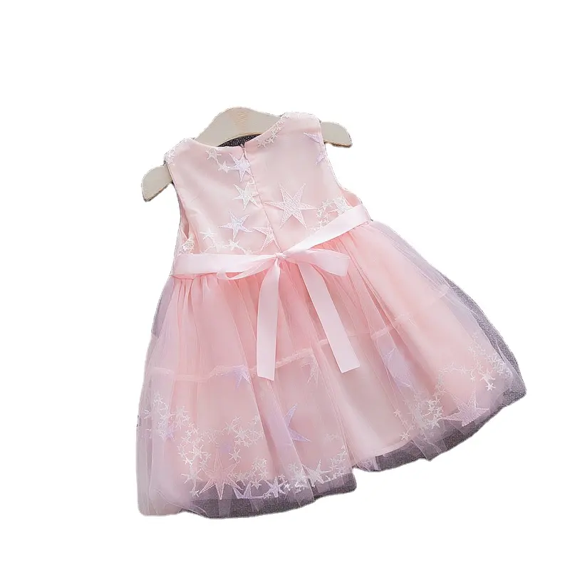 2023 yeni çiçek kız elbise yay yürümeye başlayan kız giysileri bebek örgü prenses parti doğum günü elbise abiye kızlar için
