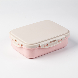 Multiple Color Food Storage Kids Lunch Box Three Compartments Detachable Wheat Straw Bento Box For School