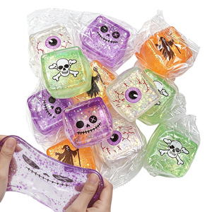 Juguete Blandito de Cubo de Maltosa de Halloween, Juguete Antiestrés de Ascenso Lento, Cubo de Dibujos Animados para Niños, Juguete Sensorial, Decoración del Hogar - Product Image 4
