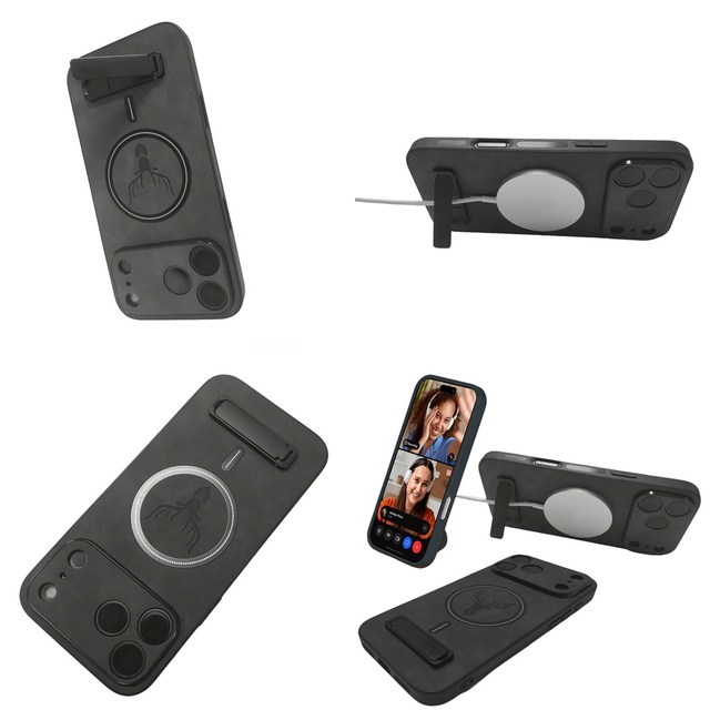 Magnetic Phone Case with Kickstand for iPhone 17 16 15 14 13 12 Models Matte Translucent Hard PC Cover Lens Protection Cover