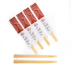 Baguettes japonaises Sushi Sumpit Mie Ayam Box Sac d'emballage en papier avec manchon de baguette jetable Hashi personnalisé