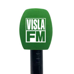 Cubiertas de impresión de espuma de micrófono de metal personalizadas parabrisas flocado con logotipo para estaciones de TV y entrevistas de reporteros - Product Image 1