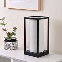 Contrôle tactile avec abat-jour en tissu de lin base métallique lampe de Table USB