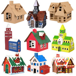 Kit de maison en papier 3D à colorier pour bricolage en gros - Modèle miniature de chalet de campagne 50 pièces pour les activités des enfants à la maison - Product Image 4