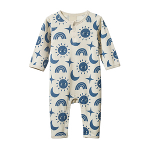 Pijama de Algodón Orgánico para Bebé, Traje de Dormir Henley, Pijama Personalizado para Bebé, Ropa Sostenible para Recién Nacido, Mono para Dormir - Product Image 2