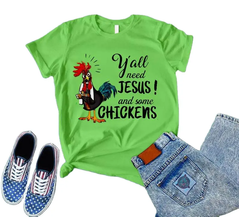Jesus And Some Chickens T-Shirt Christian Jesus Faith Unisex Tee Adult Youth Birthday Gift Thanksgiving Shirts