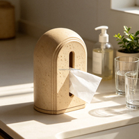 Boîte à mouchoirs minimaliste en ciment imitation travertin naturel pour hôtel, chambre, coiffeuse, décoration, logo personnalisé, couleur, vente en gros