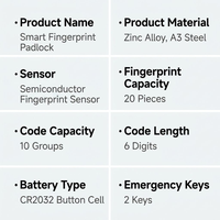 Cadenas intelligent extérieur résistant aux intempéries en alliage de zinc, conception sans clé à empreinte digitale, robuste et antivol pour abri, garage, portail, casier