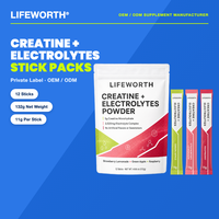 LIFEWORTH Créatine Monohydrate Sodium + Électrolytes en Poudre Sachets Individuels 5g 3520mg Mélange d'Électrolytes 12 Sachets pour le Soutien Énergétique