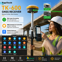 Penerima GNSS RTK Rover Toptech TK600 dengan Laser Visual Stakeout, Targeting CAD AR, Radio Lora, Tahan Air IP68 untuk Survei Geodetik