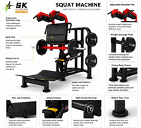 Machine à Squat SK avec acier industriel de 3,0 mm, capacité de 150 kg, entraîneur de jambes à charge par plaques