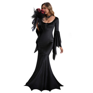 Yi Xiaoyi <b>Bat</b> Witch <b>Costume</b> Black Long Dress Gothic Vampire Halloween Adult <b>Women</b> Performance <b>Costume</b> - Product Image 3