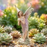 Statuette de fée ailée peinte en résine, tenant une perle, statue d'elfe fantastique pour la décoration intérieure de la maison et de la table