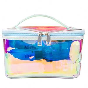 Accessoires de plein air en gros 2024, trousse de maquillage transparente imperméable, pochette holographique laser, trousse de toilette de voyage, étuis de voyage - Product Image 1