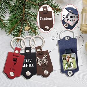 Porte-clés personnalisé en cuir PU vierge pour transfert thermique, pendentif photo personnalisé DIY, cadeau souvenir promotionnel - Product Image 1