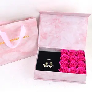 Konservierte Rose Blume Geschenke Box Schmuck Ring Halskette Unsterblich für immer Ewige Rosen Box Valentinstag Geschenk