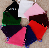Sac à bijoux en velours avec cordon petit sac en tissu floqué noir sac en velours avec logo personnalisé