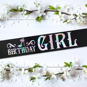 Écharpe d'<span class=keywords><strong>anniversaire</strong></span> noire pour fille avec feuille irisée, décorations amusantes pour fête d'<span class=keywords><strong>anniversaire</strong></span> disco pour filles - Product Image 2