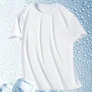 Camiseta para mulheres com estampa personalizada 100% poliéster branco para academia de ginástica e corrida, moda masculina de secagem rápida e transparente