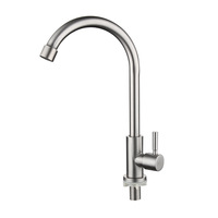 Robinet d'eau froide pour cuisine, uniquement en nickel brossé, acier inoxydable 304, poignée unique, trou unique, robinet d'évier à arc haut, eau froide