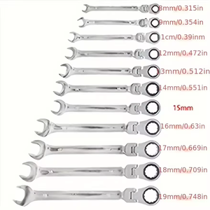 Lot de 12 clés à cliquet métriques CRV à double embout flexible 72 dents avec étui – Vente Flash - Product Image 5