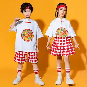 6人の子供の衣装チアリーディング中国風韓服幼稚園応援スポーツ合唱パフォーマンス