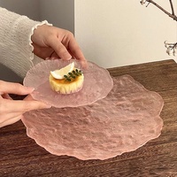 Creatieve roze gletsjer fruitborden restaurant hotel bruiloft onregelmatige serveerschaal rond vierkant dessertbord