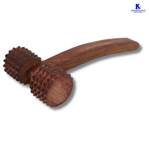 Rodillo de madera para la columna vertebral K-Star K121E - Rodillo de masaje de acupresión de 2 ruedas para la espalda y la columna vertebral para aliviar el dolor - Product Image 1