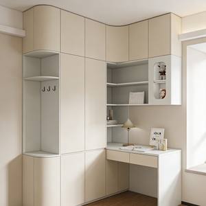 Armario de Dormitorio de Madera Directo de Fábrica, Diseño de Puerta Corredera de Vidrio, Escritorio Integrado y Organizador de Cajones para Gran Almacenamiento - Product Image 6