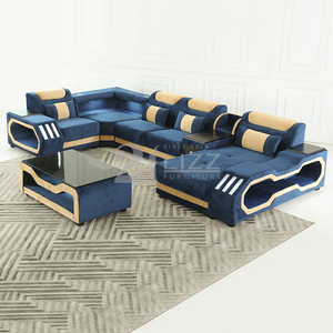 American Style Living Room Furniture LED <strong>Sofa</strong> Leather Functional <strong>Corner</strong> <strong>Sofa</strong> Set - Product Image 6