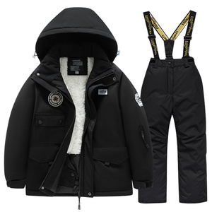 Conjunto de traje de esquí de invierno para niños y niñas Polartec, chaqueta impermeable transpirable a prueba de viento, pantalones gruesos y cálidos con cremallera para pantalones térmicos de talla grande - Product Image 2