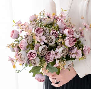 2025 Hot Bán 29Cm Cổ Điển Rouge Bead Chuỗi Bó Hoa Hồng Nhân Tạo Hoa Trang Trí Cho Lễ Tạ Ơn Tốt Nghiệp Của Mẹ Ngày - Product Image 2