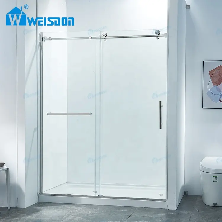 Bagno con doccia in vetro con porta doccia senza cornice semplice di buona qualità di lusso americano