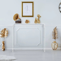 Table console en acrylique transparente moderne de conception nouvelle 2024, taille et épaisseur personnalisées, logo personnalisé imprimé en sérigraphie, meubles de salon