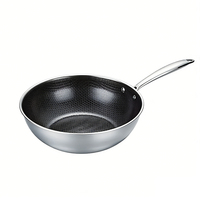 Set Peralatan Masak Stainless Steel 3 Lapis 10 Buah dengan Lapisan Anti Lengket PTFE Bermotif Sarang Lebah, Termasuk Wajan, Panci Besar, dan Panci Susu - Untuk Memasak di Rumah