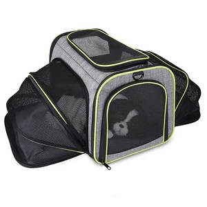 Sac de voyage pour animaux de compagnie approuvé par les compagnies aériennes porte-bagages souples pliables réfléchissants extensibles en maille avec fermeture à glissière - Product Image 4
