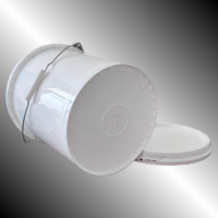 Seau rond en plastique de 20 L avec poignée et couvercle en PP blanc, seau étanche pour peinture, colle, produits chimiques, conteneur en plastique