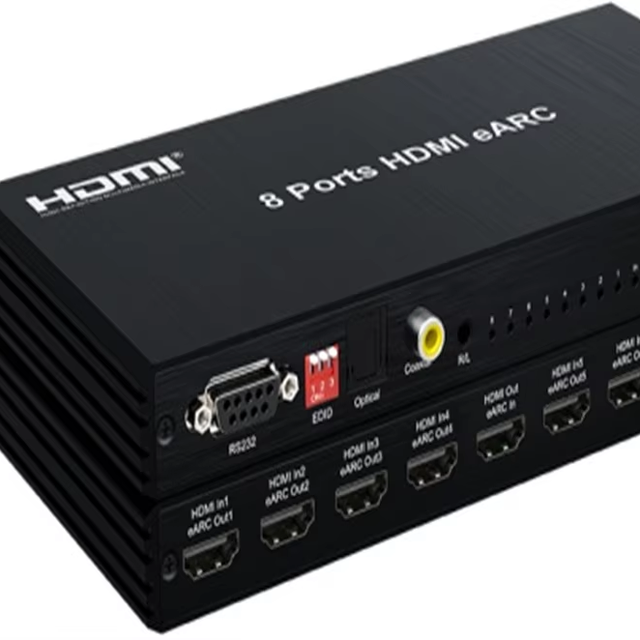 4K 60Hz 8 Ports 8x1 HDMI EARC ARC Audio Extractor Switcher With RS232 1X8 HDMI Switch for TV Adapter Amplifiers Sound bar