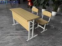 Ensemble de deux bureaux d'étude pour étudiants, hauteur réglable, structure en métal robuste, plateau en bois, table d'étude scolaire avec 2 sièges, salle de classe