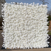 A06 Mur de fleurs personnalisé 5D 3D blanc enroulable tissu fleur mur mariage décor soie artificielle Rose fleur panneau toile de fond fleur mur