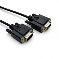 Cable RS232 de Transferencia de Datos Confiable, Cable Serial DB9 Macho-Macho de 26 AWG, Conductor de Cobre Libre de Oxígeno con PVC Negro para Periféricos de PC