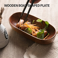 4 assiettes à sushi vintage de style japonais, exquises et élégantes, en forme de bateau, décoration de table, bateau de service en bois pour sushi
