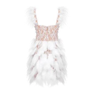 Nuovo arrivato 2585 arrivi da sera Mini Dress con paillettes Sexy piumino abiti da compleanno donna abiti con perle - Product Image 4