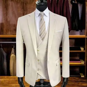Trajes italianos de alta calidad para hombre, trajes de tres piezas para el novio, ropa de boda