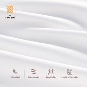 Parure de Lit d'Hôtel de Luxe 5 Étoiles en Lin 100% Coton T250 Uni avec Logo Personnalisé, Draps Plats Blancs, Taie d'Oreiller, Housse de <span class=keywords><strong>Couette</strong></span> - Product Image 2